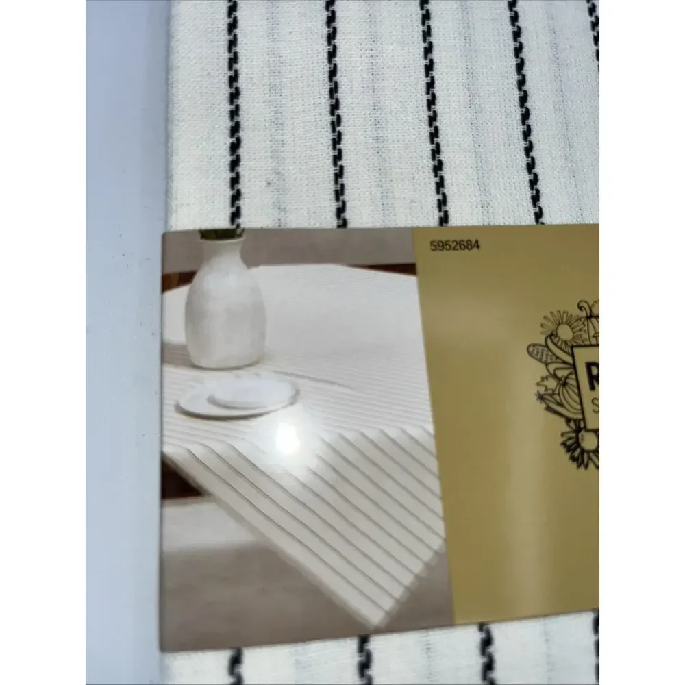 Robert Stanley Farmhouse Striped TABLE THROW White Black 40”x40” Rustic NWT0